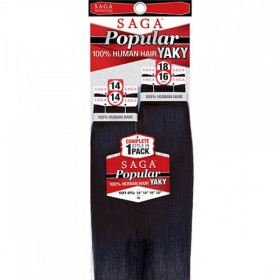 SAGA POPULAR YAKY 100% HUMAN HAIR WEAVE 4PCS 14/14/16/18